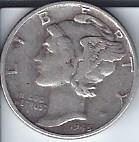 lot 1324 image: 1944 Silver Mercury Dime