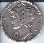 lot 1326 image: 1944 Silver Mercury Dime