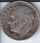 lot 1329 image: 1954 Roosevelt Silver Dime