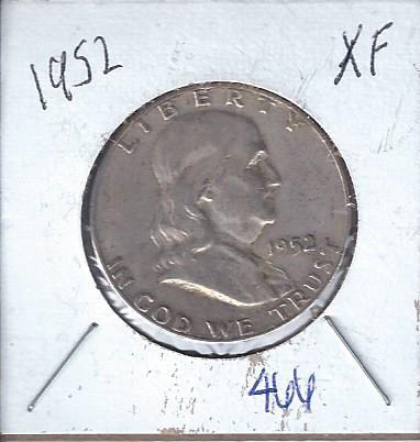 lot 1994 image: 1952 Benjamin Franklin Silver Half Dollar