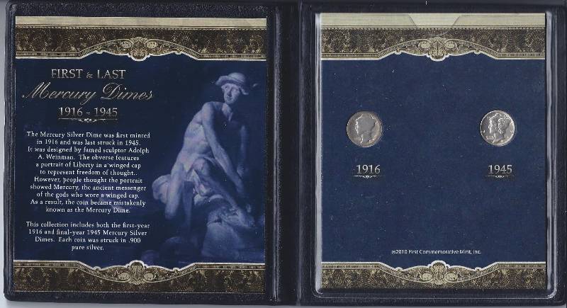 lot 1342 image: First and Last Mercury Dimes 1916 and 1945d. I apologize. I had the D listed on the wrong coin.