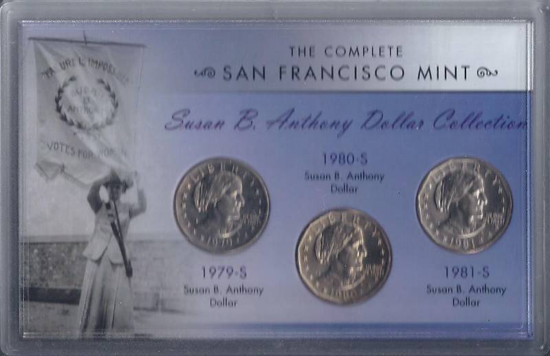 lot 1347 image: San Francisco Mint Susan B. Anthony Dollars