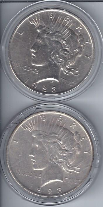 lot 1350 image: 2 1923 Peace Dollar Set