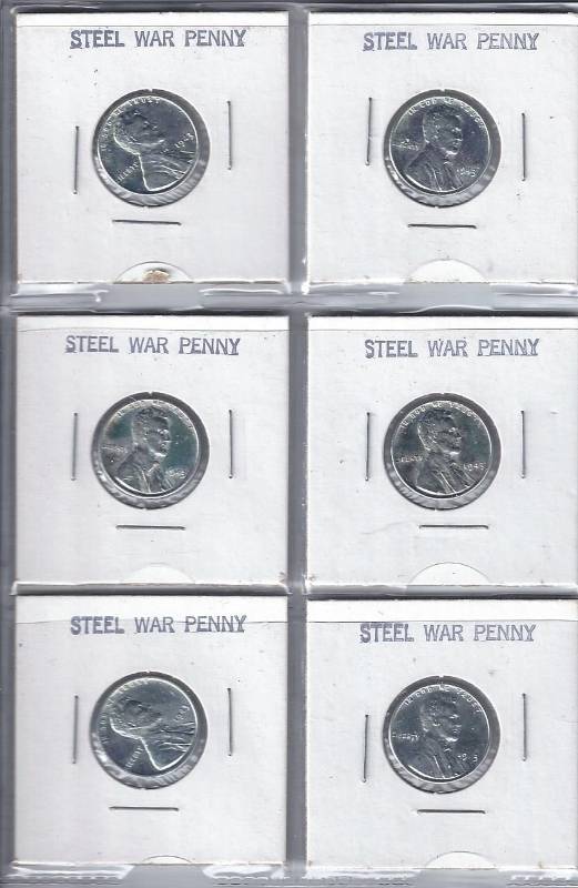 lot 1361 image: 6 Steel War Pennies