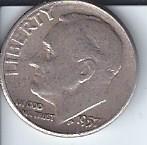 lot 1429 image: 1957 Silver Roosevelt Dime