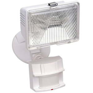 lot 1550 image: Heathco HZ-5525-WH 1 Bulb 250 Watt White Halogen Motion Flood Light