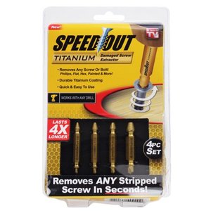 lot 3274 image: Ontel Speed Out Titanium Damaged Screw Bolt Extractor 4 piece Set w Storage Case