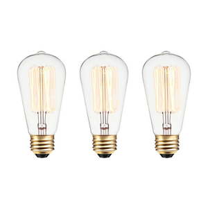 lot 3296 image: Globe Electric 60W Vintage Edison S60 Squirrel Cage Incandescent Filament Light Bulb (3-Pack) 31321