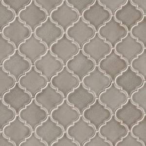 lot 7878 image: MSI Dove Gray Arabesque 10-12 in. x 15-12 in. x 8 mm Glossy Ceramic Mesh-Mounted Mosaic Wall Tile (11.7 sq. ft.  case)