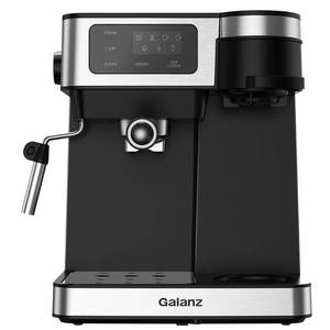 lot 7935 image: Galanz 2- Cup Stainless Steel Espresso Machine with Steam Wand and Drip Coffee Machine, Silver
