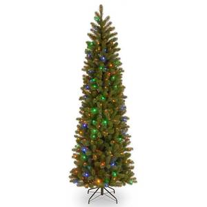 lot 7860 image: National Tree 6 .5 Feel Real Downswept Douglas Fir Pencil Slim Tree with 300 Dual Color Led LIghts