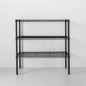 lot 7902 image: 3 Tier Wide Wire Shelf Black - Made By Design