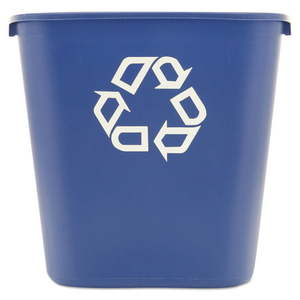 lot 2190 image: Rubbermaid Commercial FG295673BLUE 28.13 qt. Rectangular Plastic Deskside Recycling Container - Medium Blue, Box Of 12