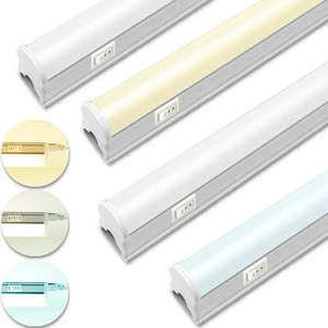 lot 2213 image: 4-Foot T5 Light Fixture LED Shop Light 20W wSelectable CCT, 2000 Lumens, 270041005000K Cool White, Utility Ceiling Lights Linkable for Garage and Under Cabinet, (4-Pack)