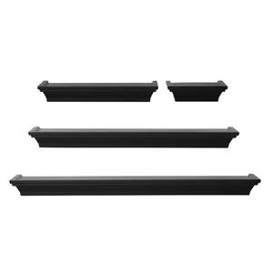 lot 3321 image: Melannco Floating Wall Mount Molding Ledge Shelves, Set of 4 in Black