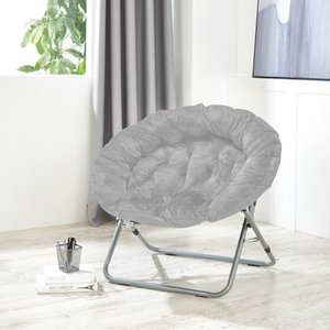 lot 5104 image: Urban Shop Micromink Oversized Moon Chair, Silver