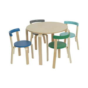 lot 5115 image: ECR4Kids Bentwood Table and Curved Back Chair Set Kids Wood Furniture - Contemporary