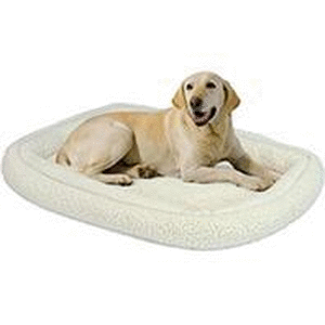 lot 7949 image: MidWest QuietTime Double Bolster Dog Bed & Crate Mat White 48