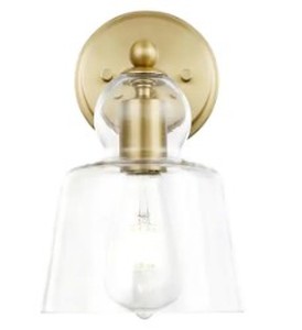 lot 7873 image: Riis 5 in. Brushed BrassClear Wall Sconce