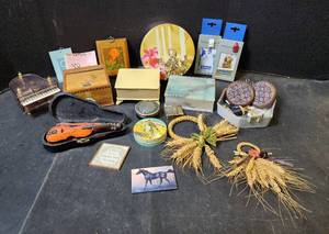 lot 134 image: Wooden Cigarette Dispenser, Trinket Boxes, and More