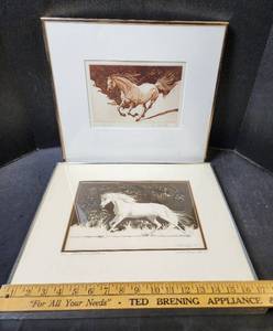 lot 175 image: Robert Leroy Smith Horse Print #150 (White Arabian), Signed and Dated 1982 and Robert Leroy Smith Horse Print 3110 (White Peruvian Paso Horse), Signed and Dated 1979