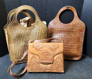 lot 178 image: (3) Tooled Leather Handbags