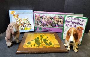 lot 229 image: Vintage Dog Decor (1 is a Solid Concrete Dog)
