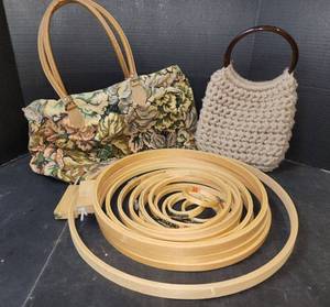 lot 235 image: Sewing Hoops and (2) Sewing Bags