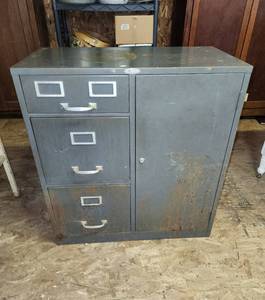 lot 254 image: Cole Steel File Cabinet (door is locked and no key, drawers work)