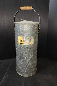 lot 274 image: Tall Galvanized Dairy Pail with Lid and Bail