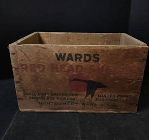 lot 275 image: Wards Red Head Shells Wooden Box 15x9.5x9