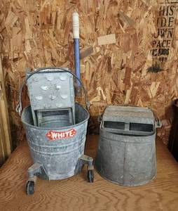 lot 447 image: (2) Galvanized Mop Buckets