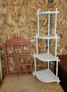 lot 449 image: Shelf 12x12x41 and Hanging Shelf 17.5x26x4