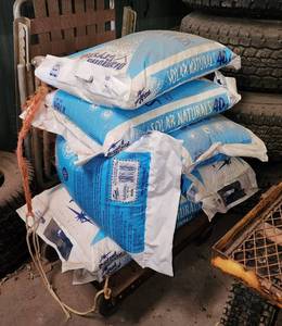 lot 494 image: (7) Bags of Diamond Crystal Solar Naturals Salt Crystals for Water Softener (on metal cart if you want it)