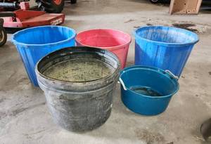 lot 519 image: (5) Large Feed Buckets