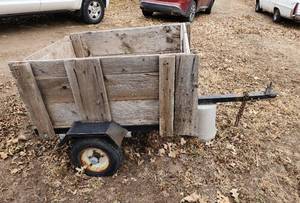 lot 523 image: Pull TrailerGarden Trailer (unknown road worthiness) 82 front to back (box is 51x43x36)