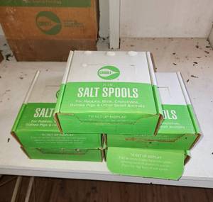 lot 23 image: (5) Boxes of 24 - 3oz Salt Spools for Small Animals (located in shed)