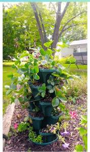 lot 52465 image: 5-Tier Stackable Strawberry, Herb, Flower, & Vegetable Planter - Vertical Gardening IndoorOutdoor Stacking Garden Pots