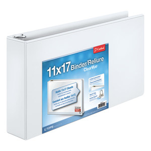 lot 52486 image: Cardinal 11 x 17 ClearVue Slant-D Ring Binder 3 Cap White