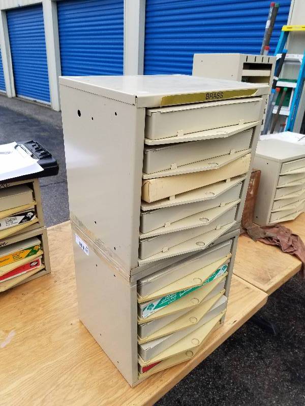 lot 44 image: 2 Hillman 5 Drawer Hardware Bins (Empty)