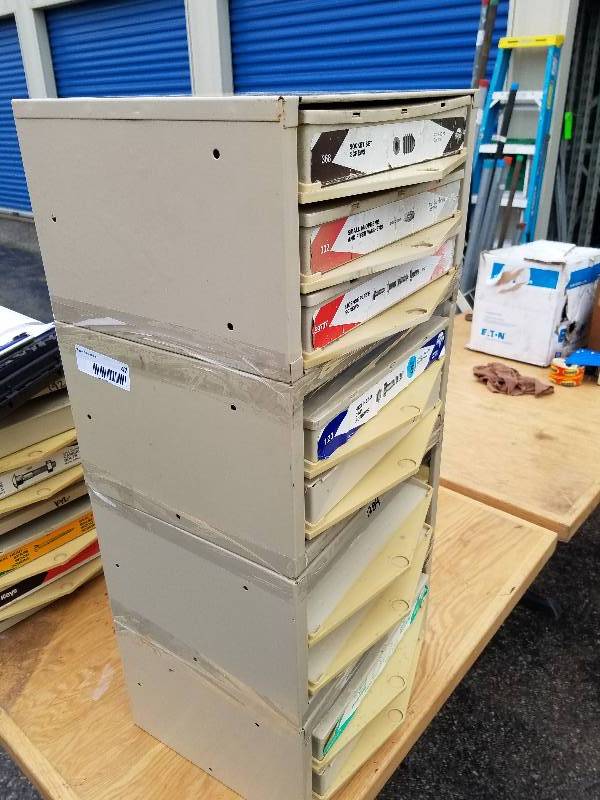 lot 47 image: Hillman 2 Drawer Hardware Bin X4 (Empty)