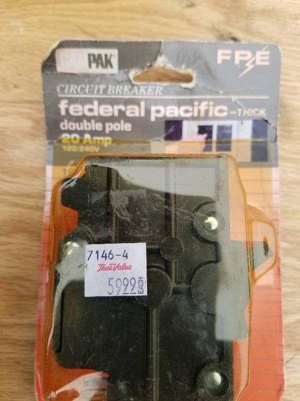 lot 75 image: Federal Pacific 20 Amp Circuit Breaker