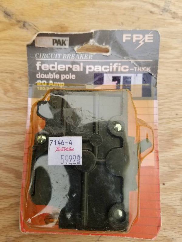 lot 76 image: Federal Pacific 20 Amp Circuit Breaker