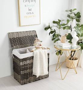 lot 100300 image: Caozichun Laundry Hamper, 110L Divided Laundry Basket with Removable Liner Bag