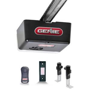 lot 100309 image: Retail $231.00 Genie 1035-v 12 Hp Dc Motor Chain-drive Garage Door Opener With Remote Wall Button & Safe-t Beams