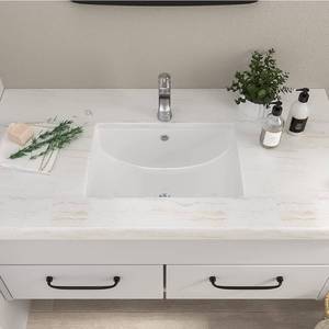 lot 100314 image: Undermount Bathroom Sink- Mocoloo 18 X 14 Rectangle Porcelain White Vessel Sink 7.7 Inch