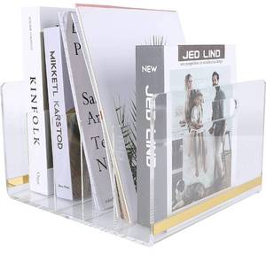 lot 100315 image: Acrylic File Sorter, 5 Sections Desk Plastic File Folder Rack,Clear Office File Organizer