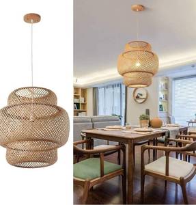 lot 100316 image: Retail $129.00 DANGGEOI Hand-Woven Bamboo Pendant Light, Rattan Handwoven Pendant Lamp,
