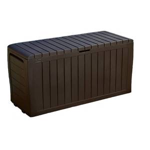 lot 100323 image: Keter Marvel Plus 71 Gallon Outdoor Storage Deck Box, Espresso Brown