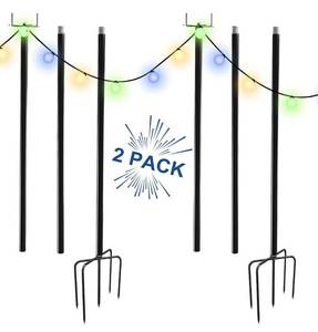 lot 100336 image: Retail $97.00 String Light Poles 2 Pack, Quality Metal Outdoor String Light Poles for Outside, Light